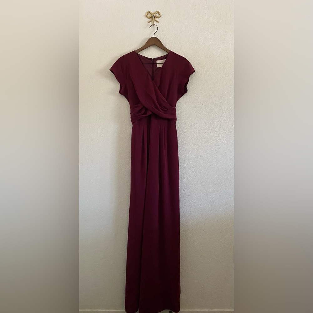 Gal Meets Glam Delaney Crossover Wrap Jumpsuit Burgundy Women’s Size 4